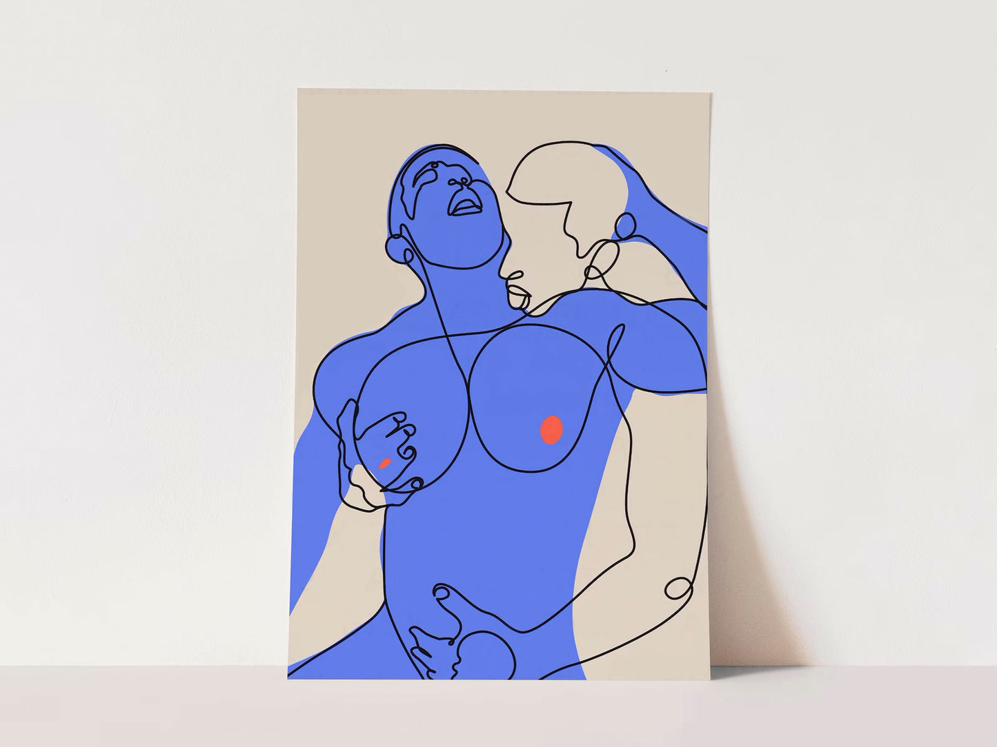 Two Males Wall Art Minimalist Gay Art Print