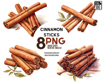 Watercolor Cinnamon Sticks Clipart