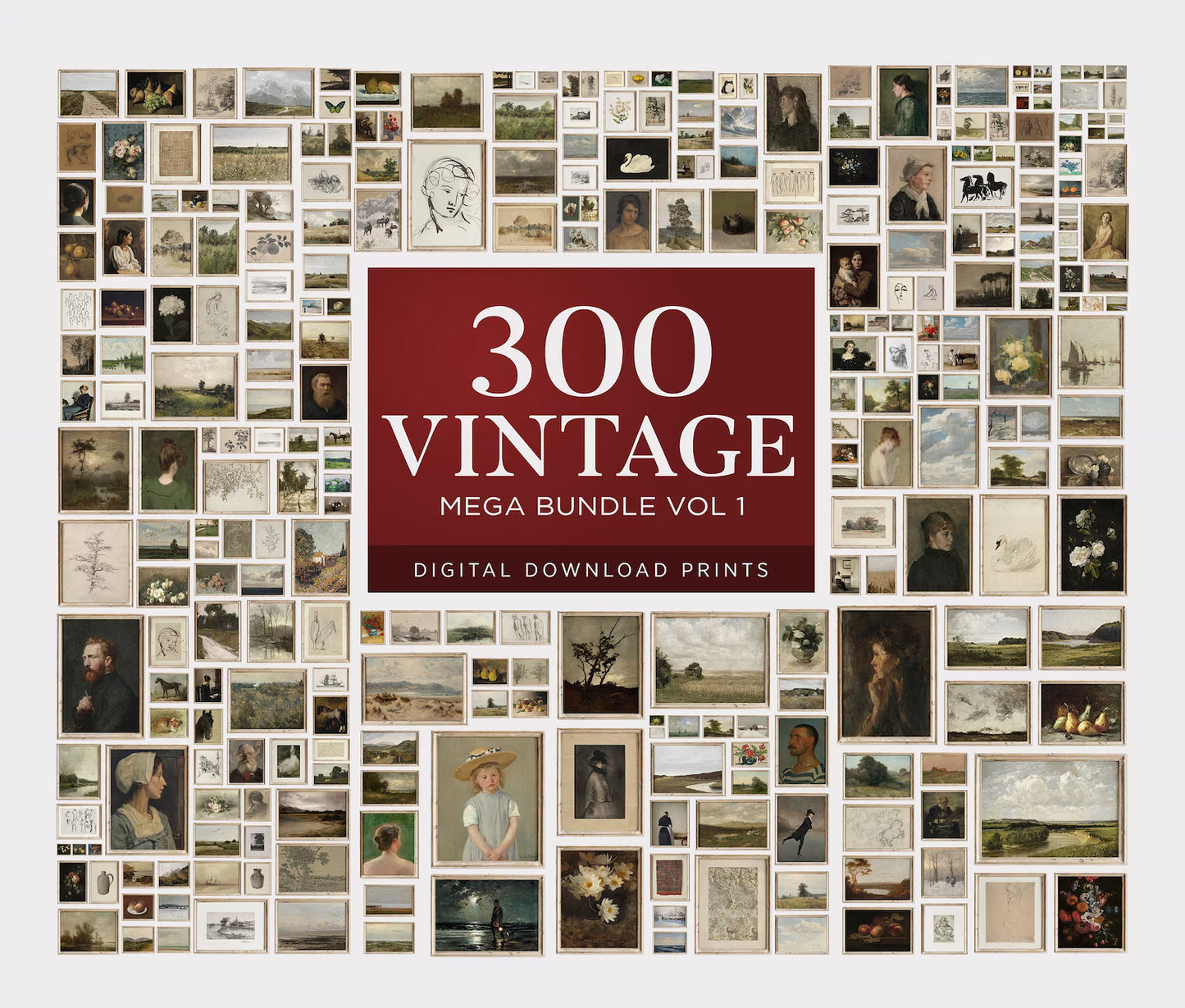 Gallery Wall Set of 300 Vintage Print MEGA BUNDLE