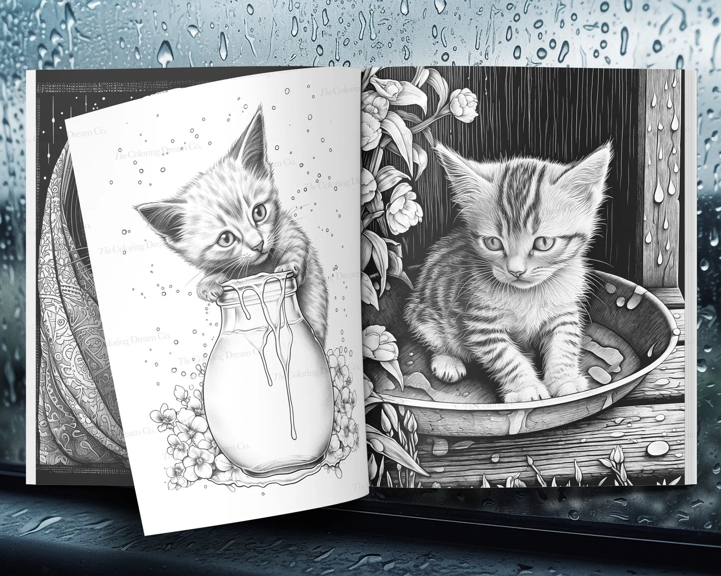 Rainy Day Kitty Coloring Book, Kittens & Cats, Printable Coloring Pages PDF