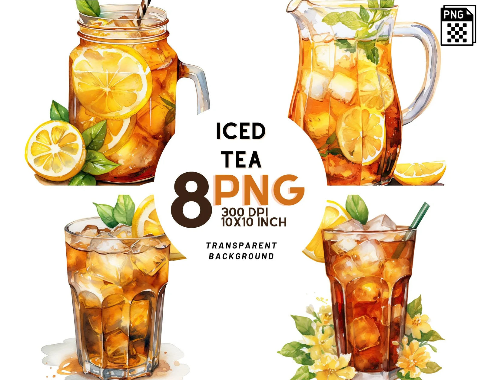 Watercolor Iced Tea Clipart – XY ELEMENT