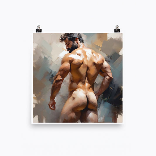 Nude Muscle Hairy Male Torso Portrait Art Download