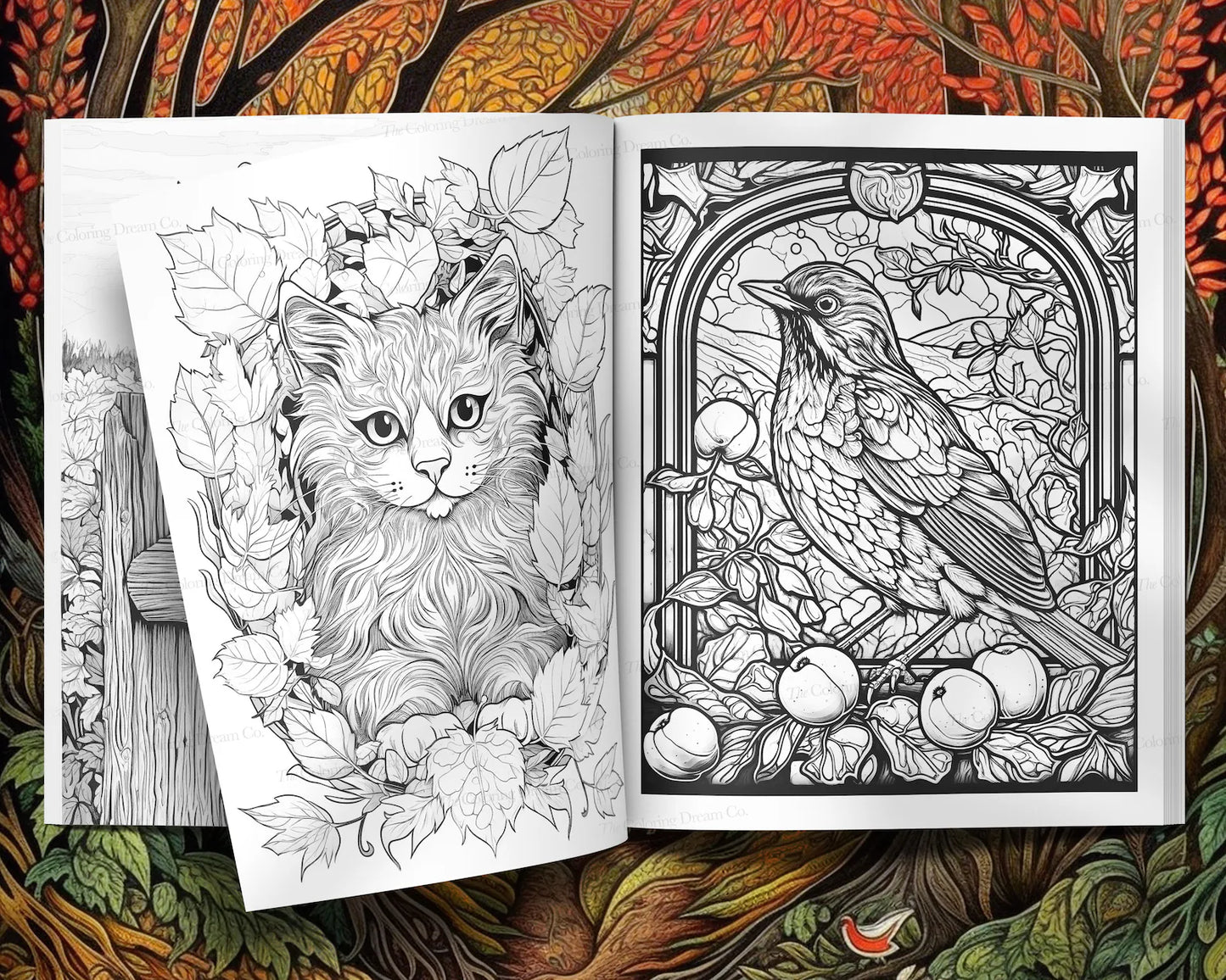 Autumn Animals: Fall Coloring Book, Wildlife Coloring Page, Adults Kid ...
