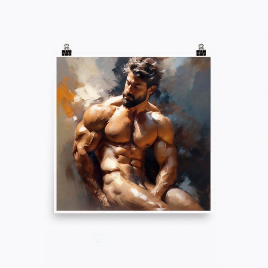 Nude Muscle Hairy Male Torso Portrait Art Download