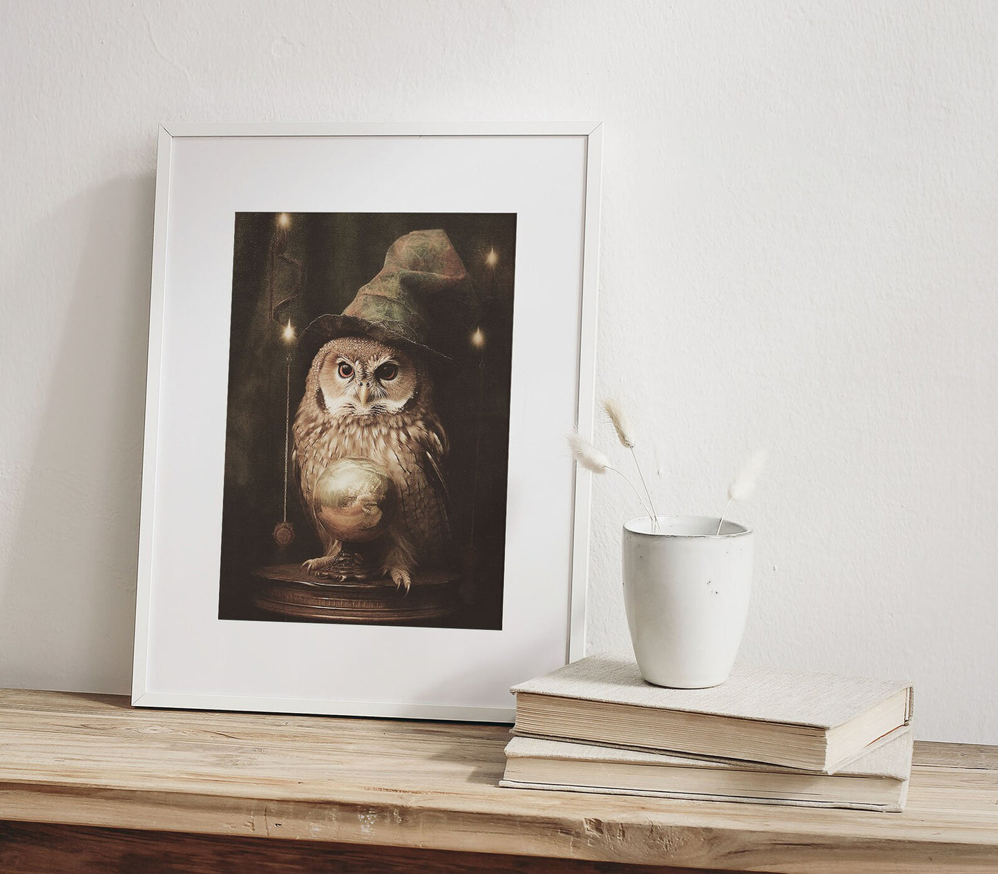 Cute Witchy Fortune Teller Owl Poster – Rustic Autumn Wall Art Decor