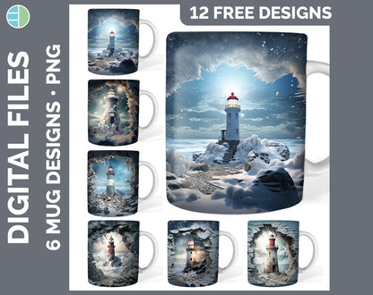 120 of 3D Hole in a Wall Winter Mug Wrap PNG Designs
