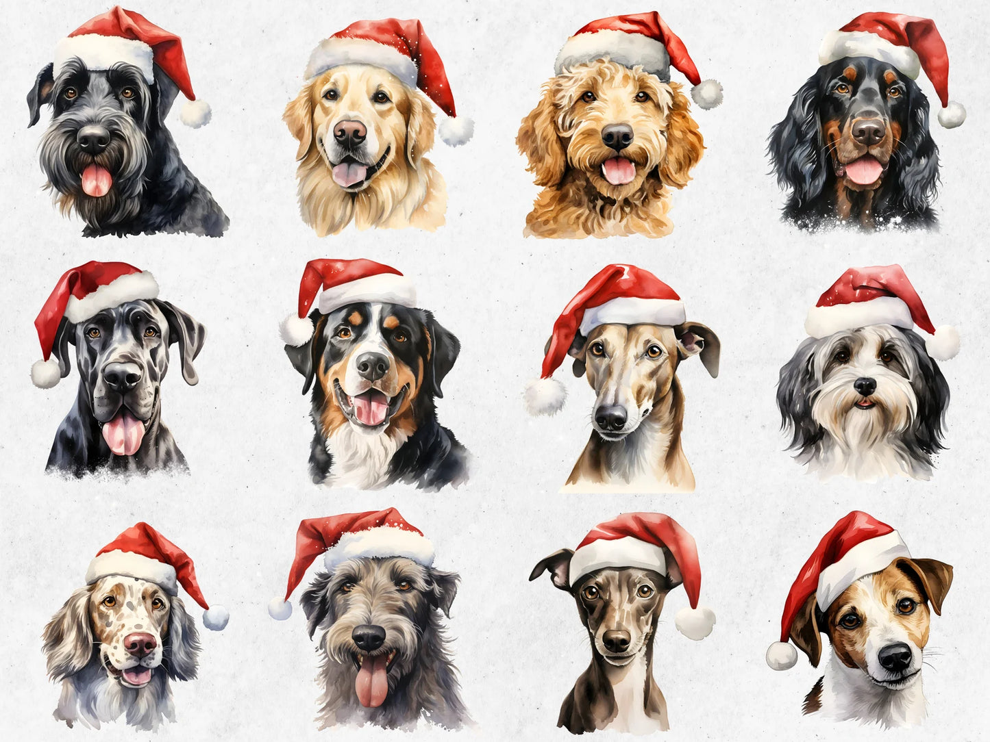 Christmas Dogs 100 Dog Breeds PNG+JPG Clipart Bundle