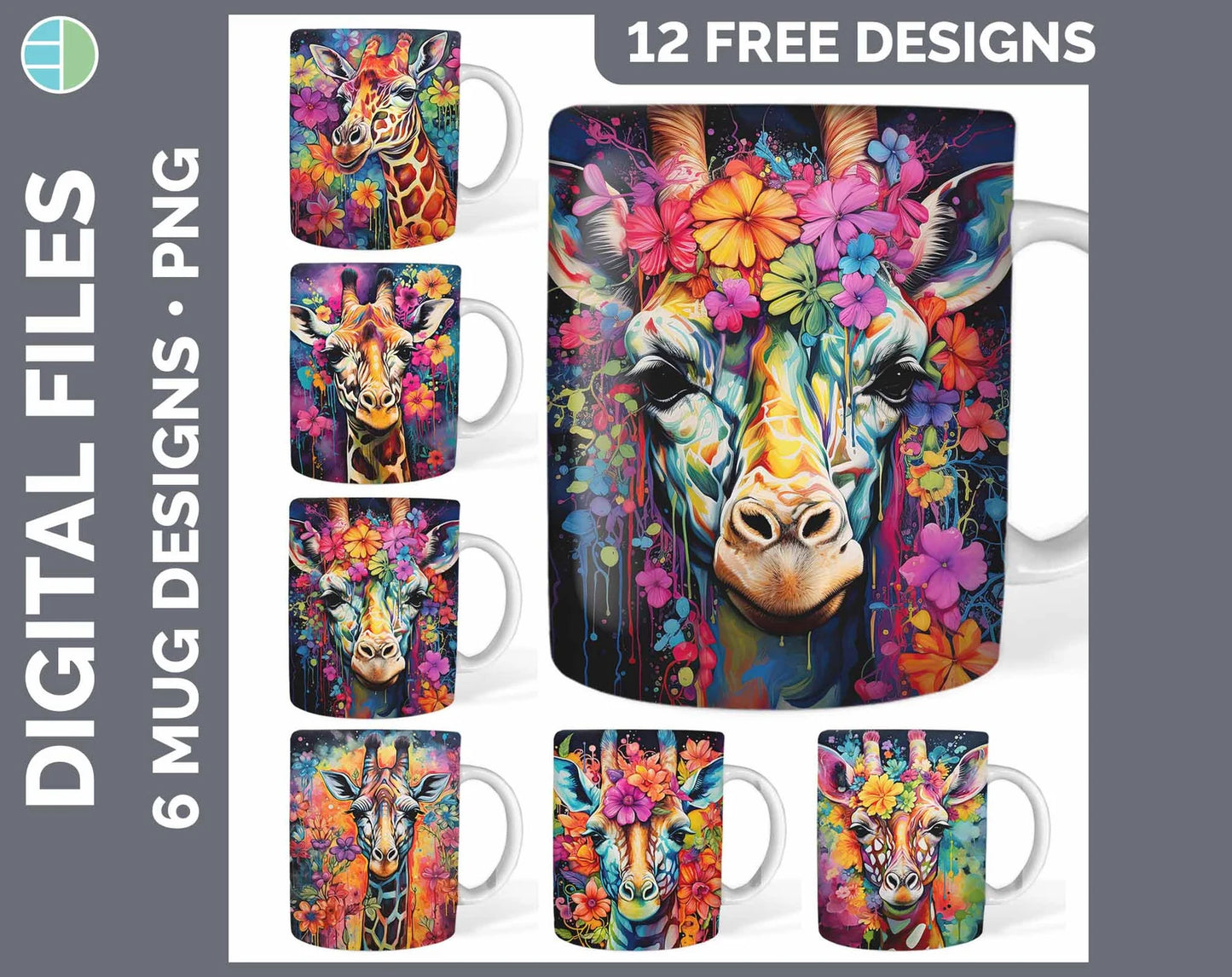 120 Alcohol Ink Mug Wrap PNG Animal Designs