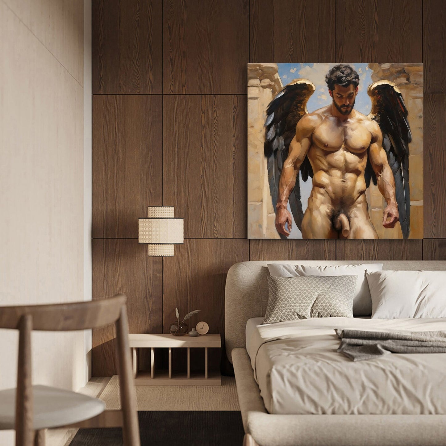 Angelic Male Figure Wall Art | Matte Canvas Stretched 1.25"