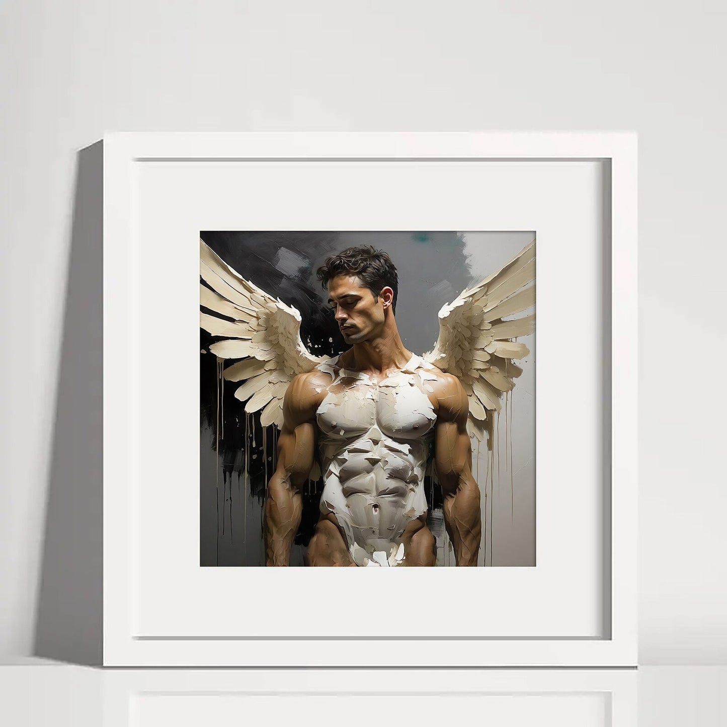 Male Angel Muscle Angelic Man Figure - Canvas Wall Art