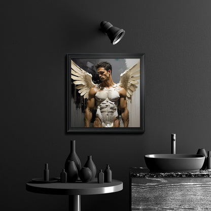 Male Angel Muscle Angelic Man Figure - Canvas Wall Art