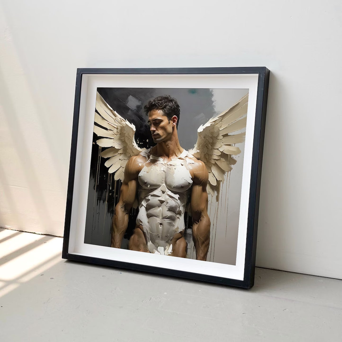 Male Angel Muscle Angelic Man Figure - Canvas Wall Art