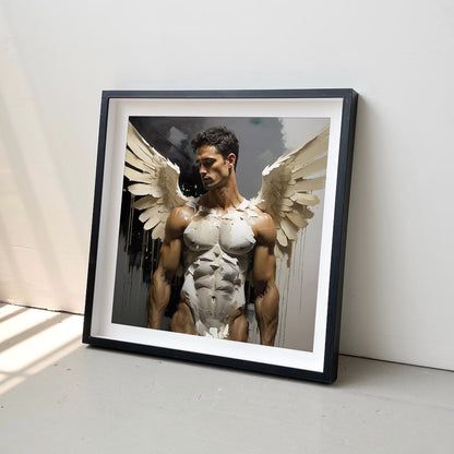Male Angel Muscle Angelic Man Figure - Canvas Wall Art