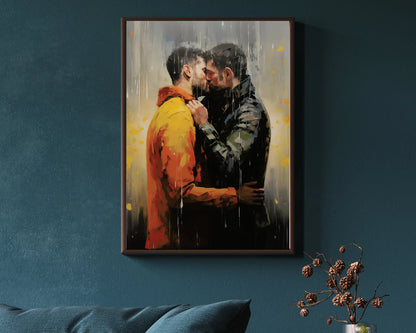 Fall Lovers | Gay Art, Gay Couple,Home Decor Wall Art Download