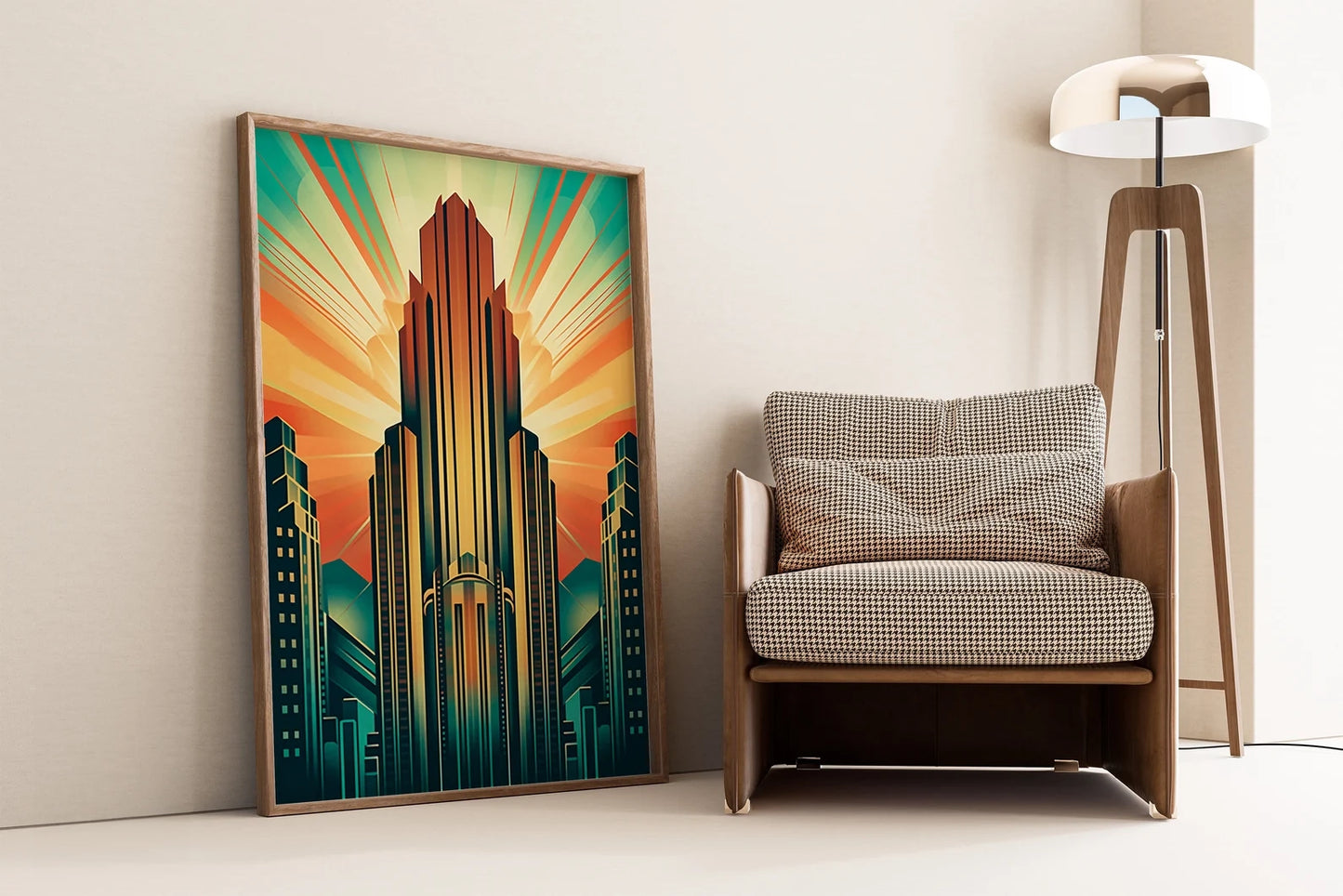 Classic Art Deco Skyline Digital Print, Vibrant Art Deco Wall Art, 1920 Home Decor, New York Skyline Wall Art, Art Deco Poster
