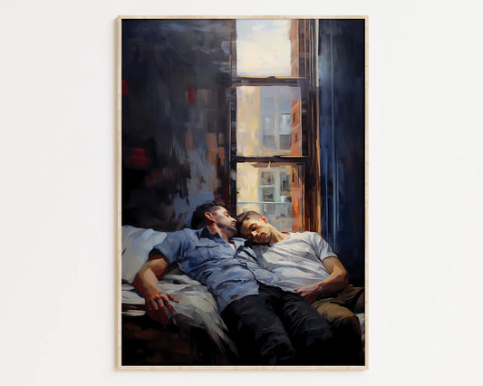 Sunset Embrace | Gay Art, Gay Couple, Art Print Download