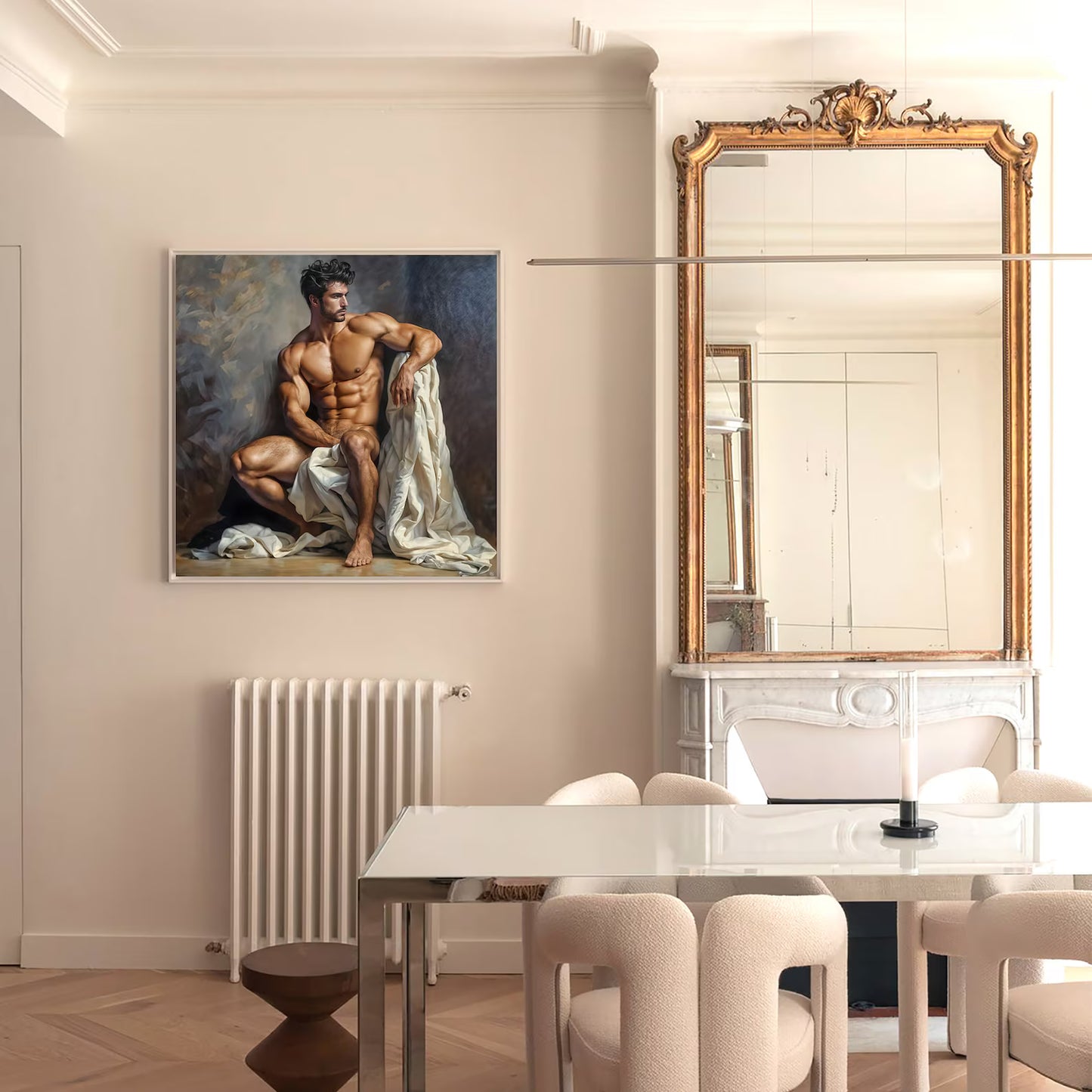 Classical Masculine Elegance, Digital Painting Art Print - Matte Canvas Wall Art