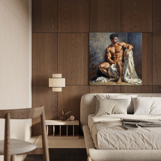 Classical Masculine Elegance, Digital Painting Art Print - Matte Canvas Wall Art