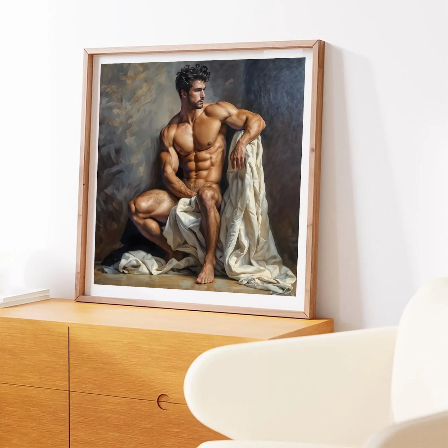 Classical Masculine Elegance, Digital Painting Art Print - Matte Canvas Wall Art