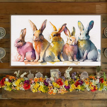 Easter Bunny Rabbit Watercolor Frame TV Art Wallpaper