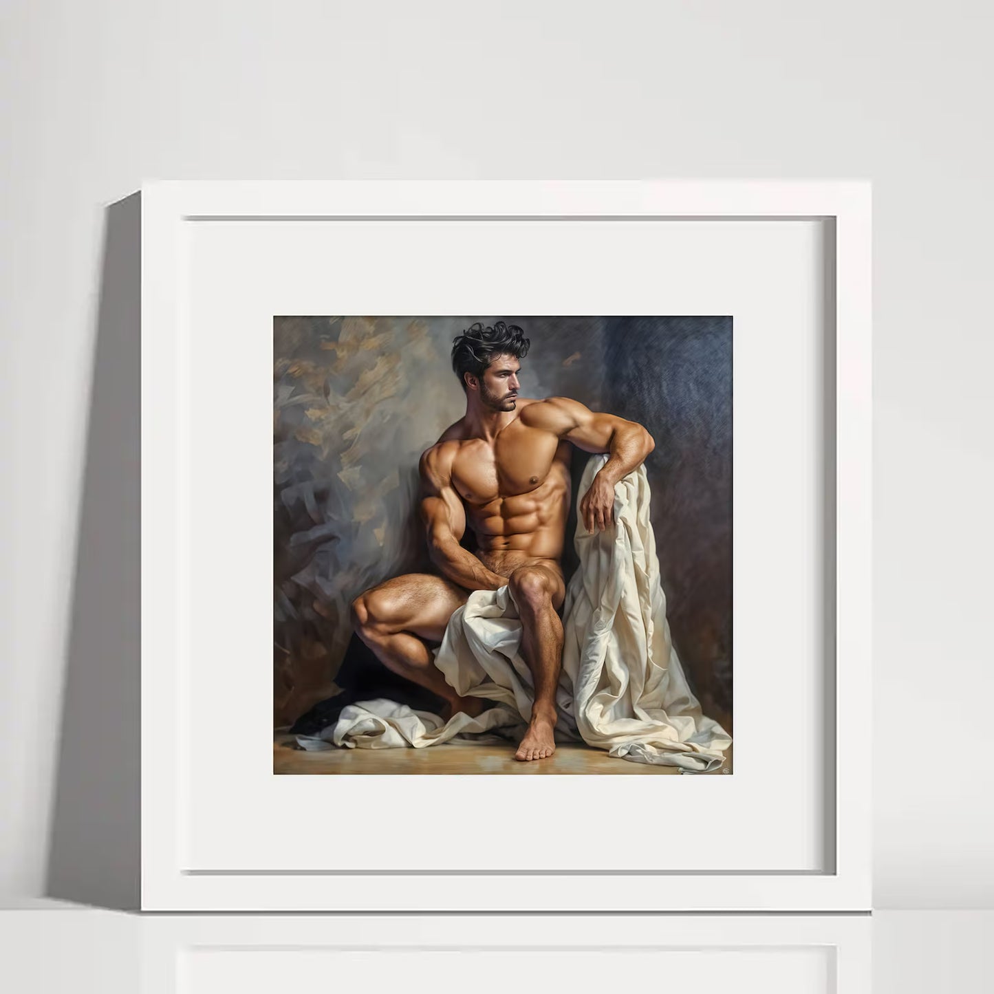 Classical Masculine Elegance, Digital Painting Art Print - Matte Canvas Wall Art