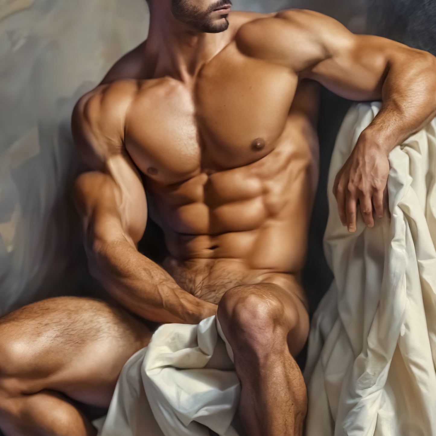 Classical Masculine Elegance, Digital Painting Art Print - Matte Canvas Wall Art