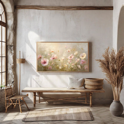 Sunset Wildflowers Frame Art TV, Meadow Spring Flowers Wallpaper