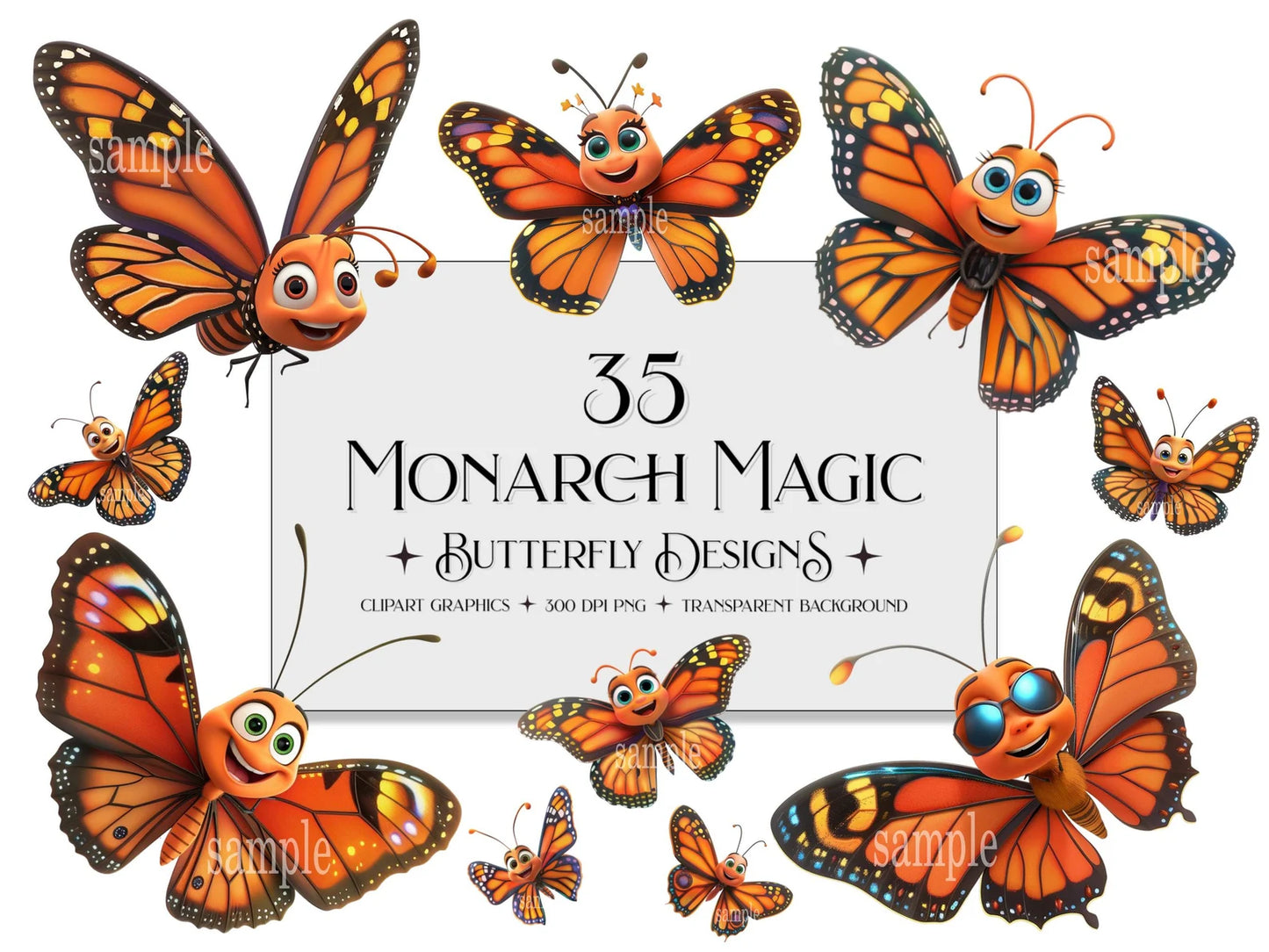 Monarch Butterfly Clipart Bundle