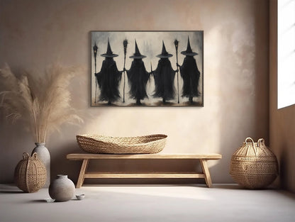 Spooky Witches Coven Halloween Art Print Poster