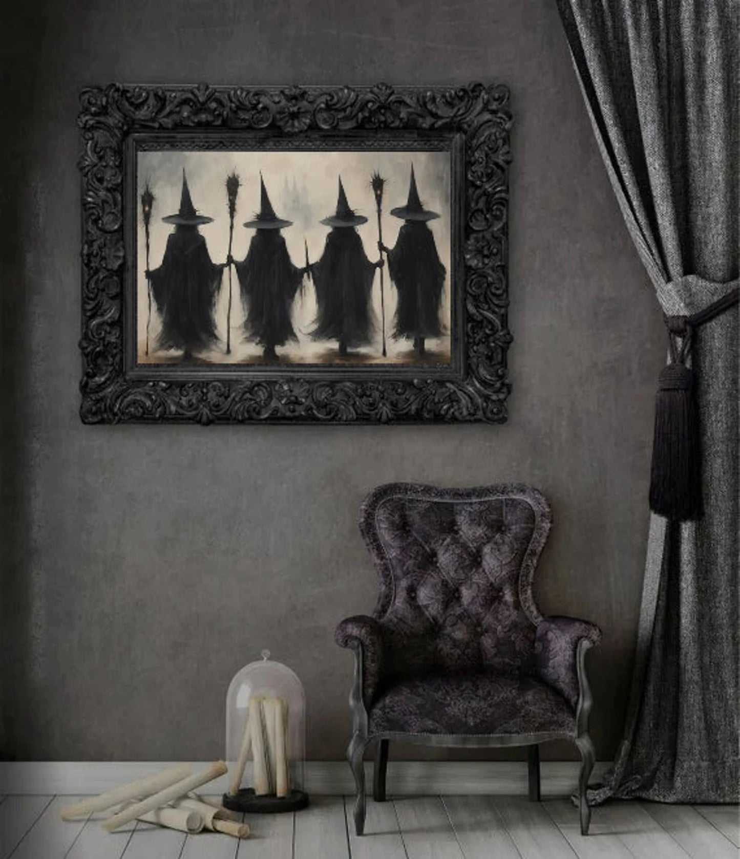 Spooky Witches Coven Halloween Art Print Poster