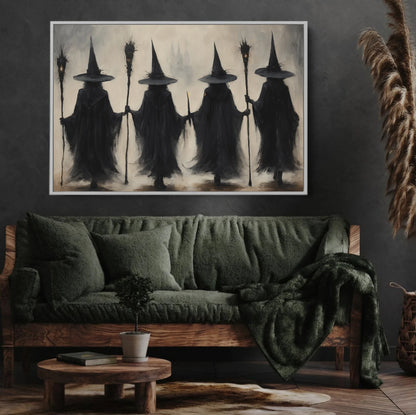 Spooky Witches Coven Halloween Art Print Poster