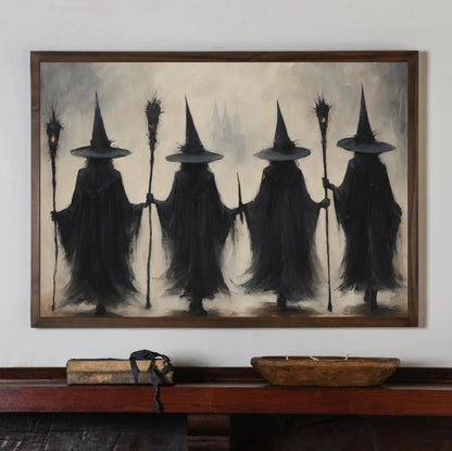 Spooky Witches Coven Halloween Art Print Poster