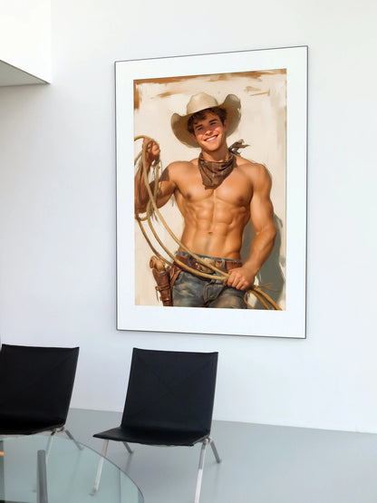 Cute Cowboy Painting, Male Portrait | Digital Download