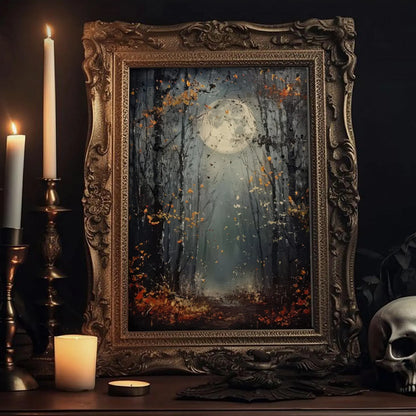 Full Moon Wall Art Mystical Forest Art Print Poster