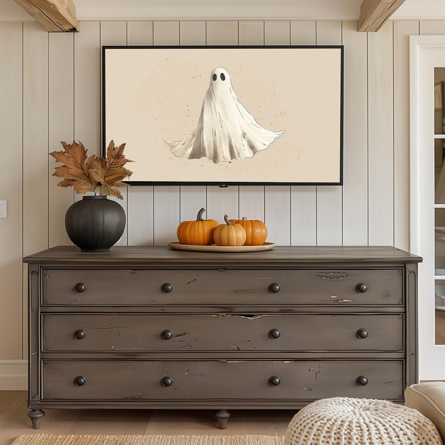 Modern Ghost Halloween Frame TV Art, Wallpaper