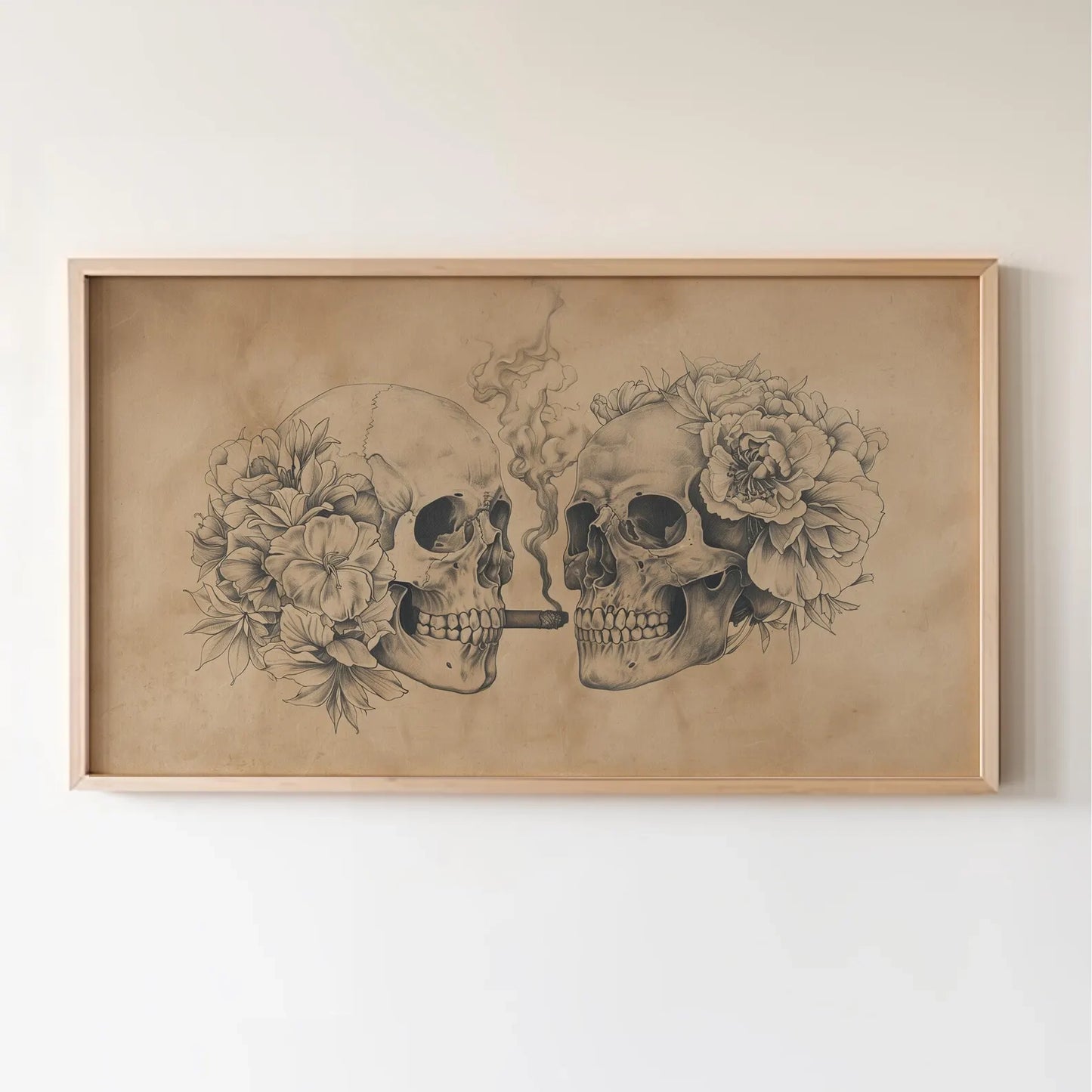 Smoking Skulls Vintage Halloween Frame TV Art, Wallpaper