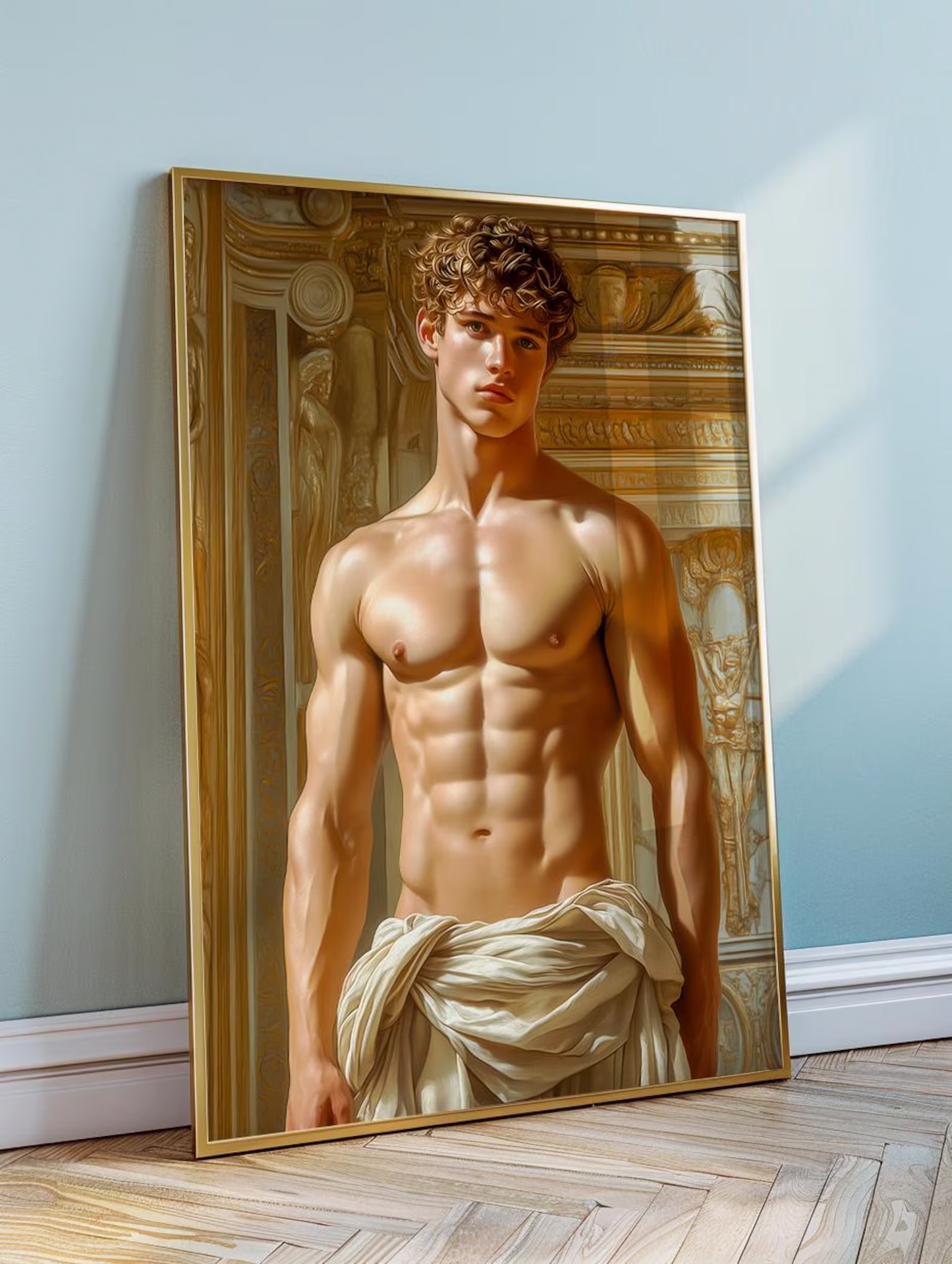 Gilded Male Goddess Illustration, Male Portrait | Digital Download