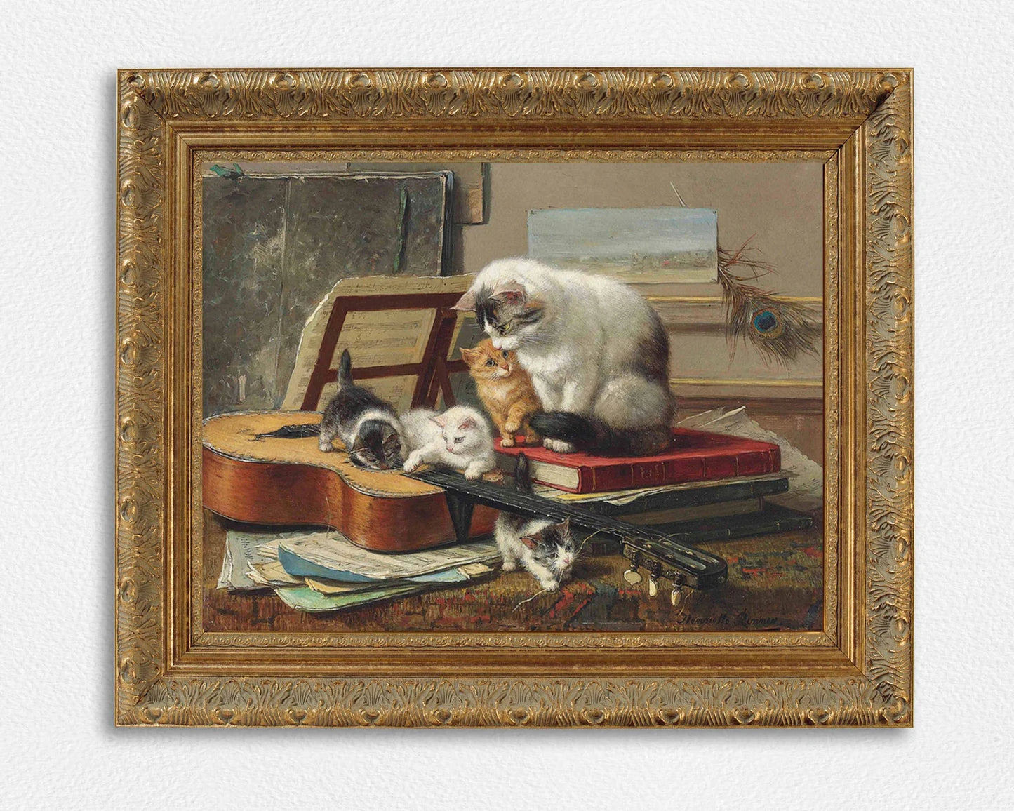 Cat Nursery Art Vintage Painting Wall Art Poster, Cat Lover Gifts