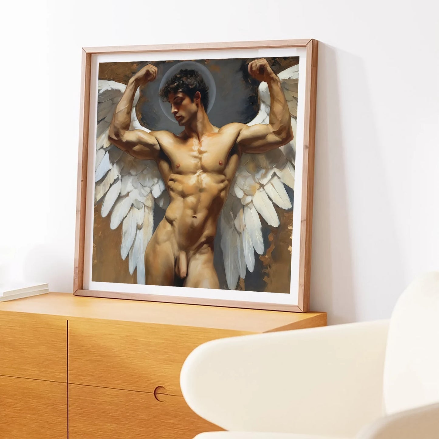 Angelic Male Muscle Man Figure - Canvas Wall Art