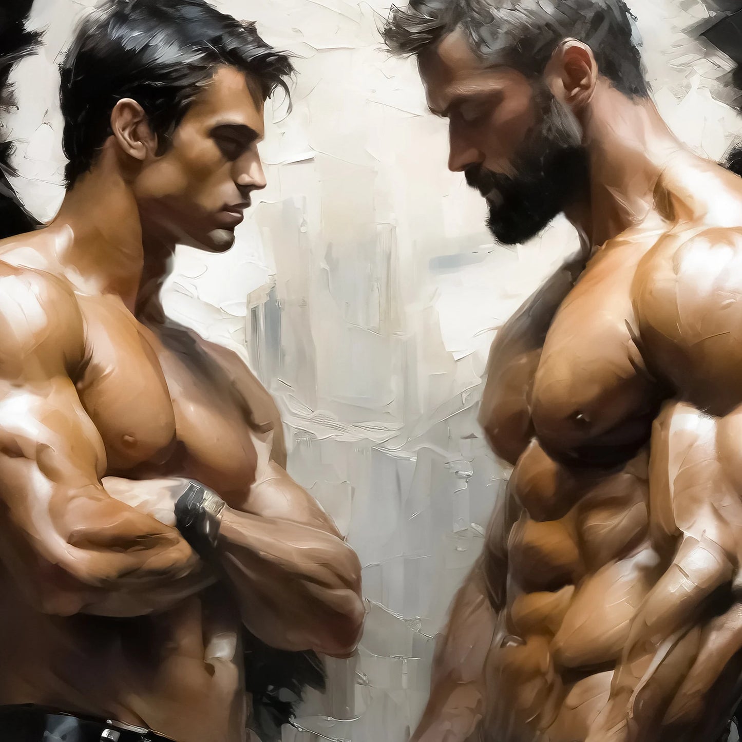 Male Angels Muscle Male Couple Figures - Canvas Wall Art