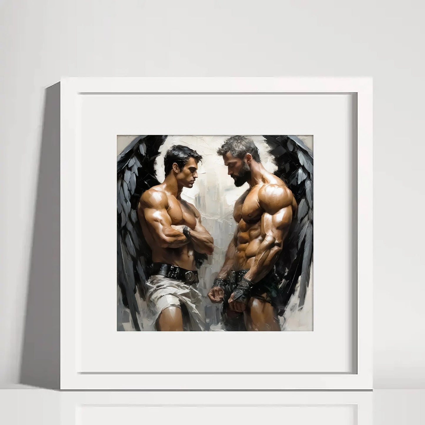 Male Angels Muscle Male Couple Figures - Canvas Wall Art