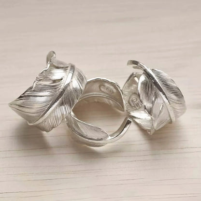 Silver Feather Ring, Silver Boho Ring