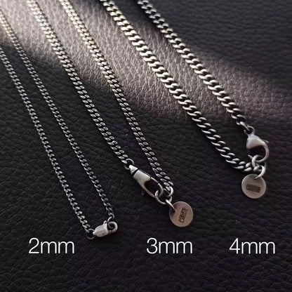 Silver Curb Chain 2mm 3mm 4mm Sterling Silver Chain Necklace, Silver Chain Men Necklace, Silver Essential Chains. Oxidized Silver Chain