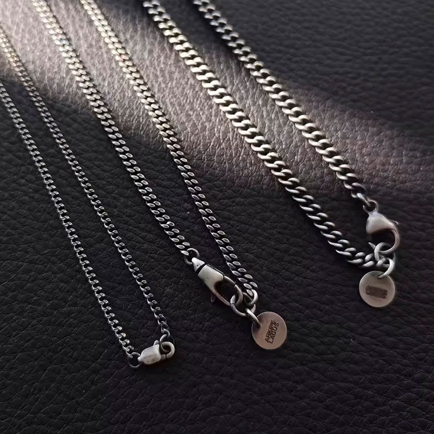 Silver Curb Chain 2mm 3mm 4mm Sterling Silver Chain Necklace, Silver Chain Men Necklace, Silver Essential Chains. Oxidized Silver Chain