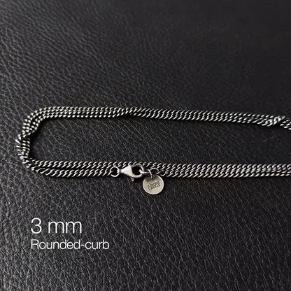 Silver Curb Chain 2mm 3mm 4mm Sterling Silver Chain Necklace, Silver Chain Men Necklace, Silver Essential Chains. Oxidized Silver Chain