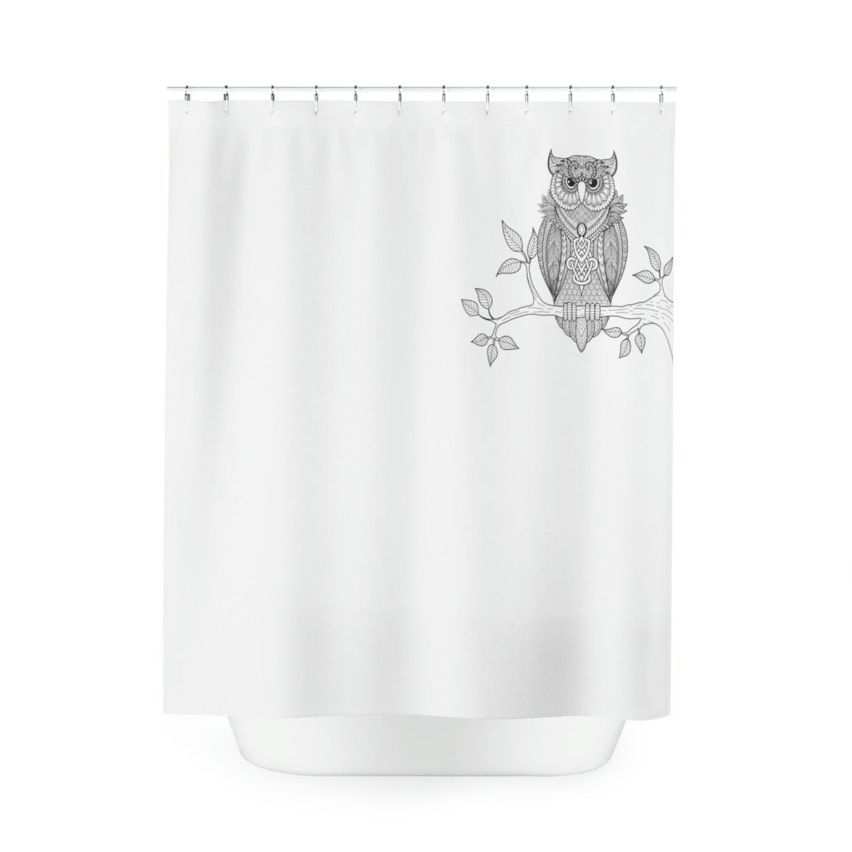 Owl Line Art Shower Curtain