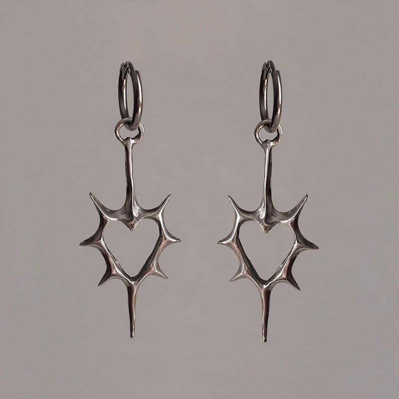 Thorns Hollow Heart Earrings Unisex
