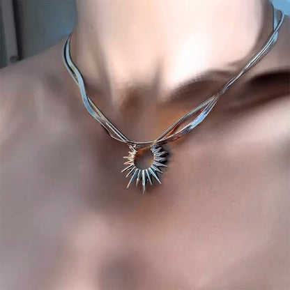 Sunburst Layered 2 in 1 Necklace, Instagram, TikTok Street Style Necklace