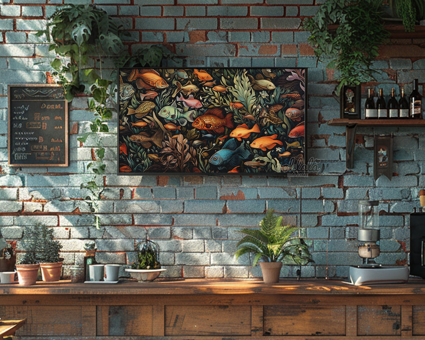 Fish Aquarium Painting Frame TV Wallpaper