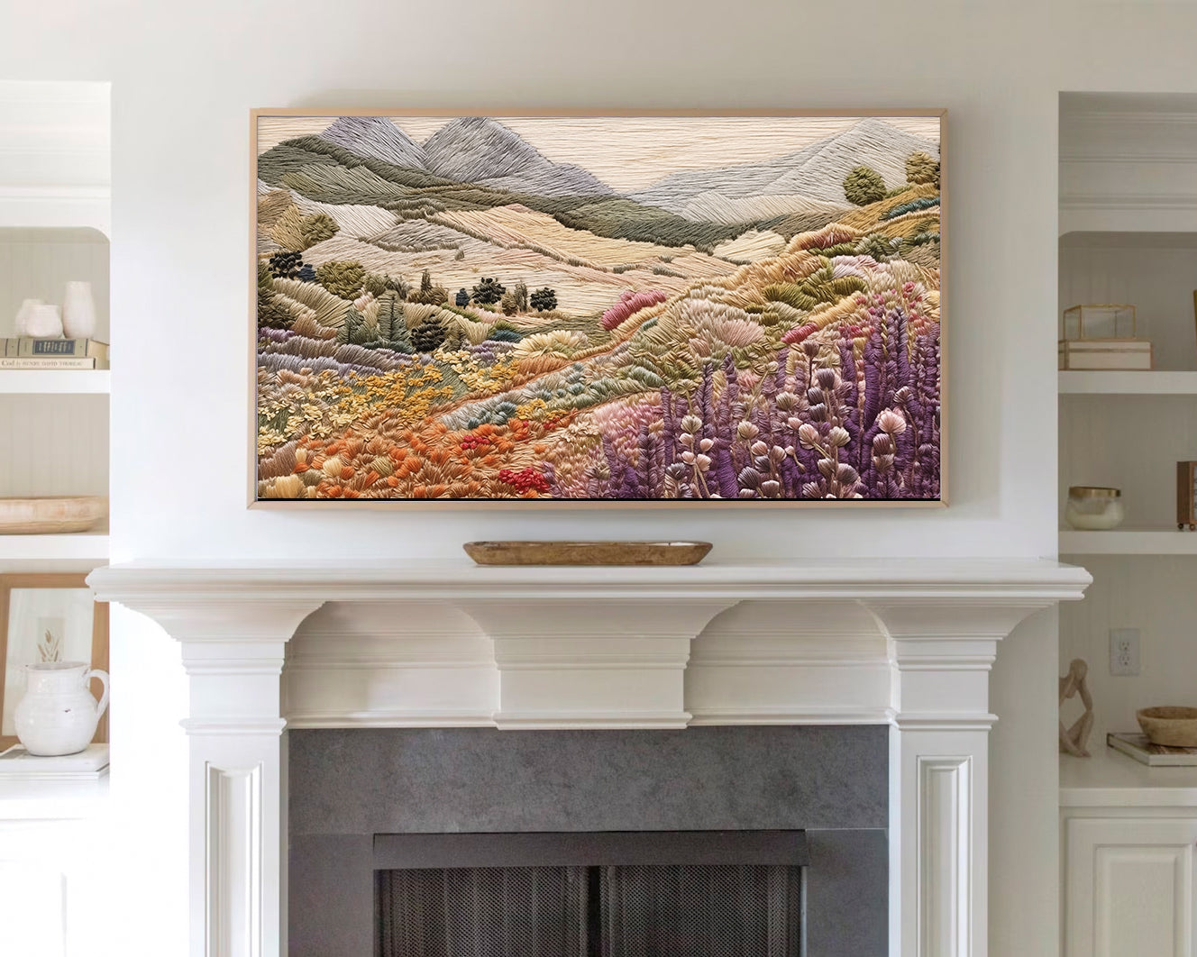 Landscape Embroidery Frame TV Art, Wallpaper